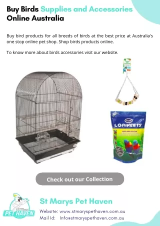 Buy Birds Supplies and Accessories  Online Australia