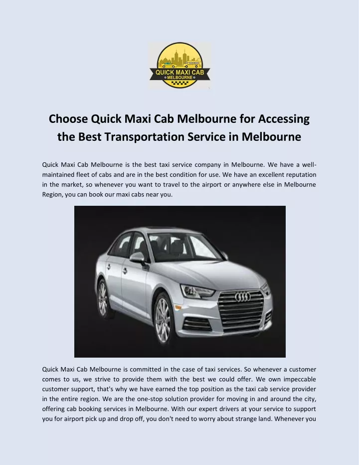 choose quick maxi cab melbourne for accessing