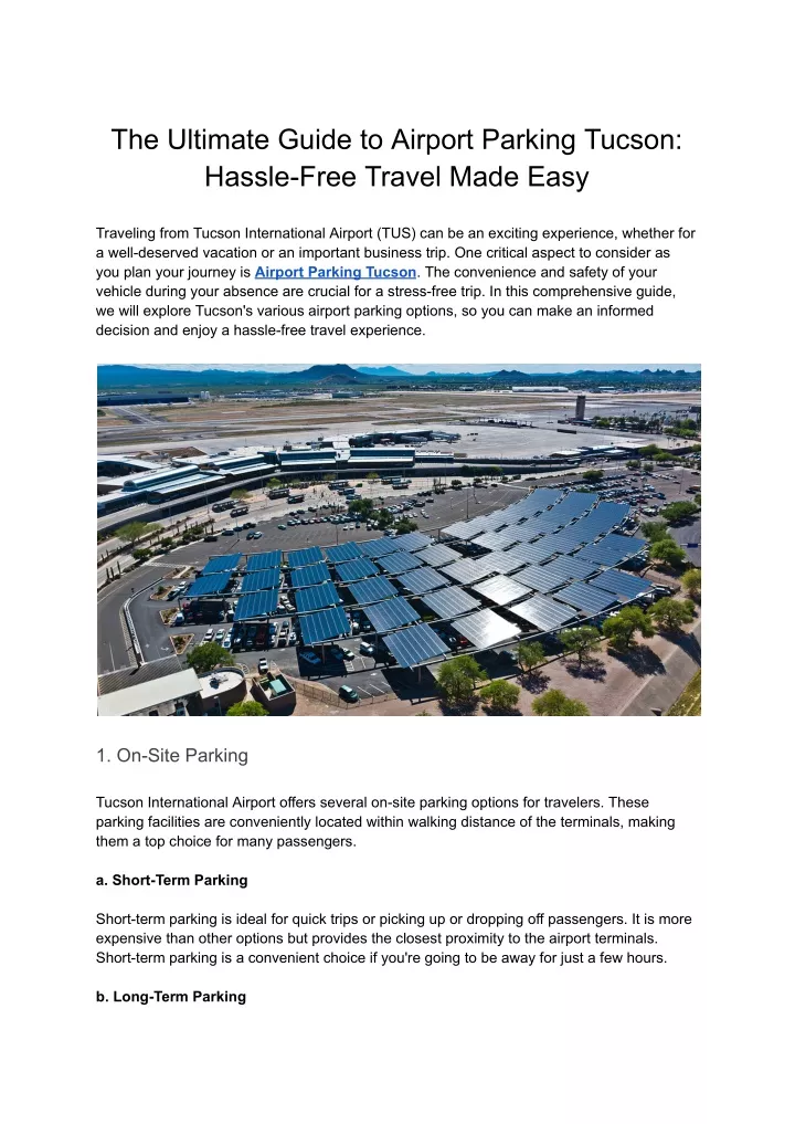 the ultimate guide to airport parking tucson