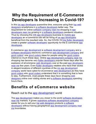 why the requirement of e commerce developers