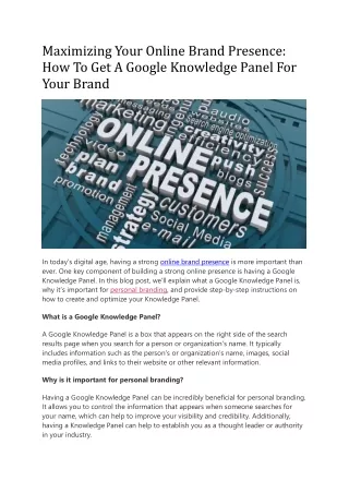 Maximizing Your Online Brand Presence