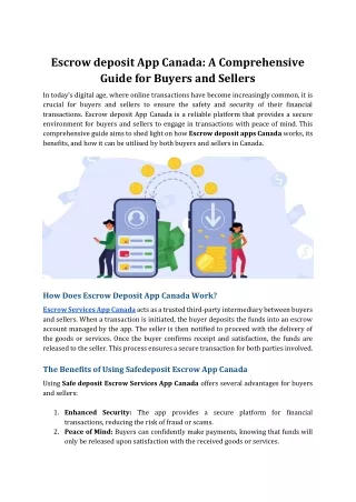 Escrow deposit App Canada: A Comprehensive Guide for Buyers and Sellers