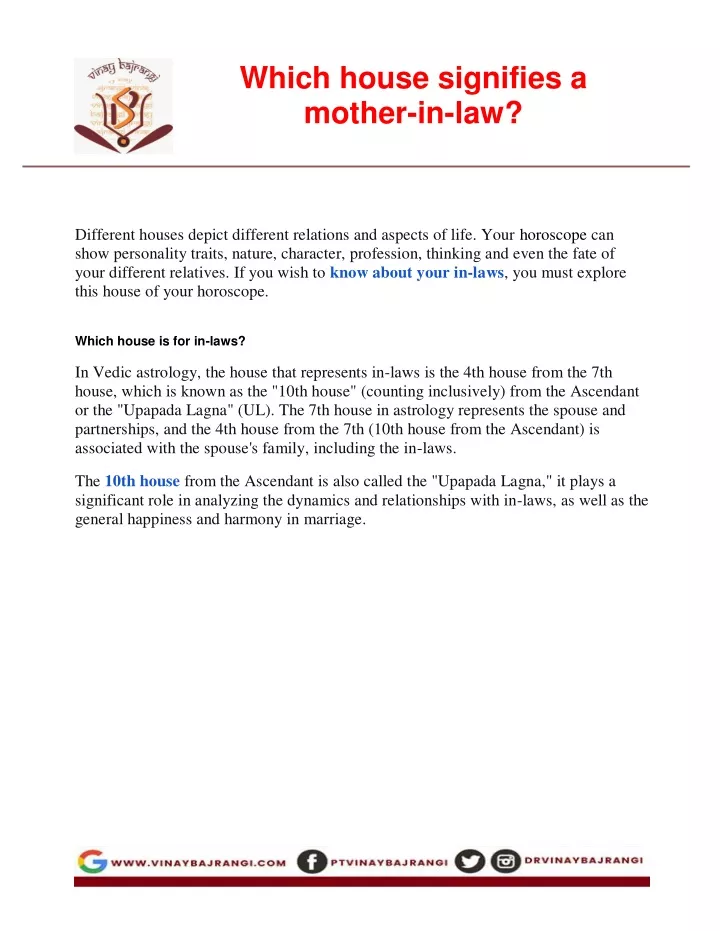 which house signifies a mother in law how to