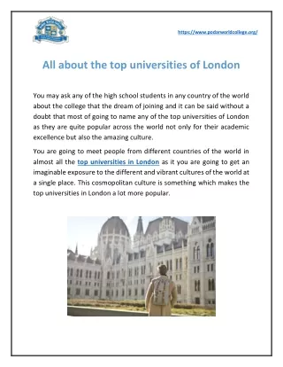 All about the top universities of London