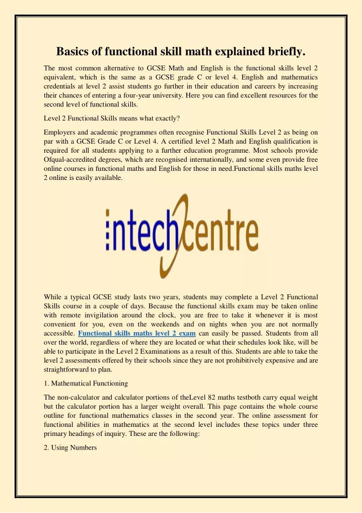 basics of functional skill math explained briefly