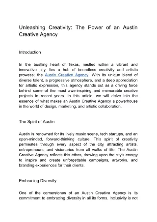 Unleashing Creativity_ The Power of an Austin Creative Agency