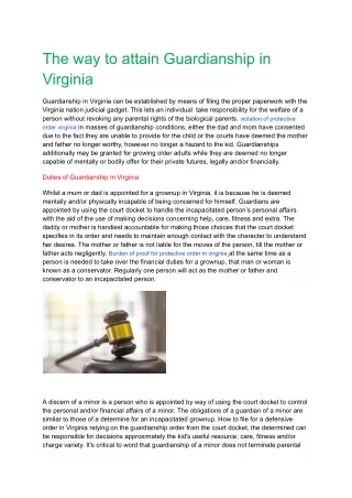 The way to attain Guardianship in Virginia (1)