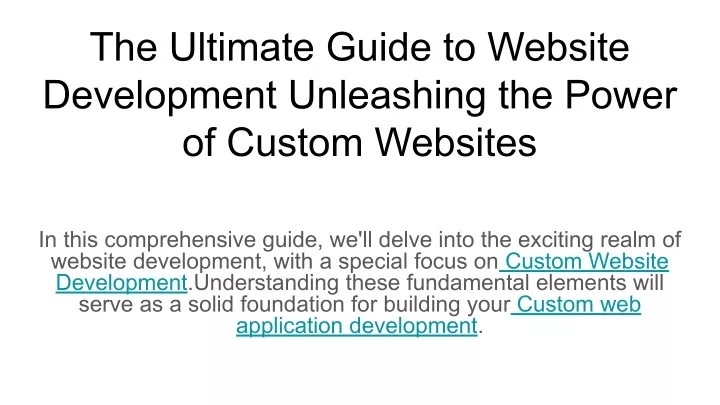 the ultimate guide to website development