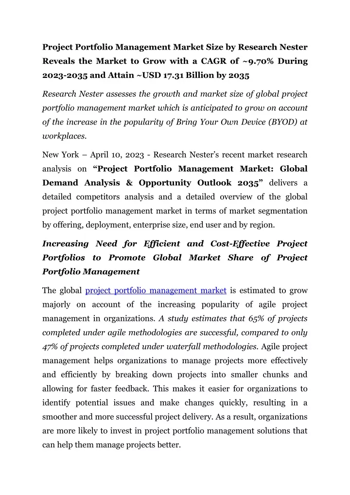 project portfolio management market size