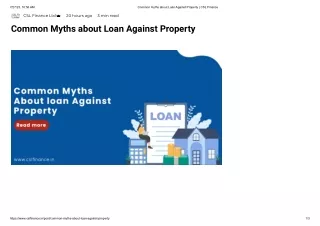 Common myths about Loan Against Property | CSL Finance