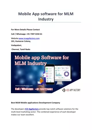 Mobile App software for MLM Industry 1