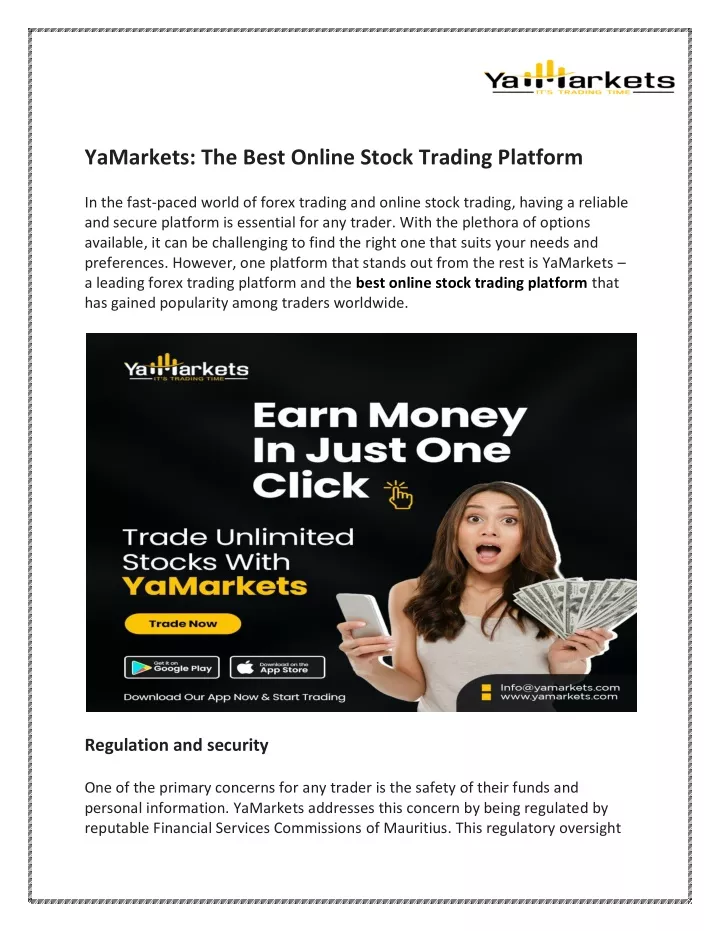 yamarkets the best online stock trading platform