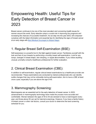 Empowering Health_ Useful Tips for Early Detection of Breast Cancer in 2023