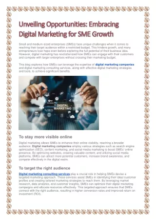 How to Unlock the Potential of SMEs with Digital Marketing