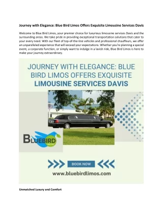 Journey with Elegance: Blue Bird Limos Offers Exquisite Limousine Services Davis