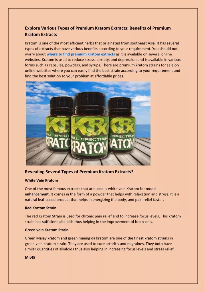 explore various types of premium kratom extracts