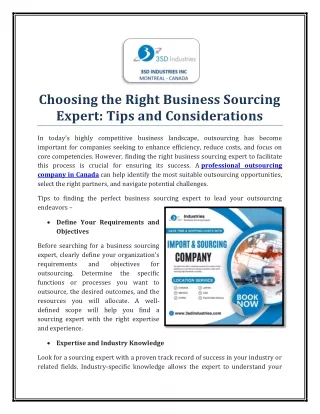 Tips and Considerations for Choosing a Business Sourcing Expert