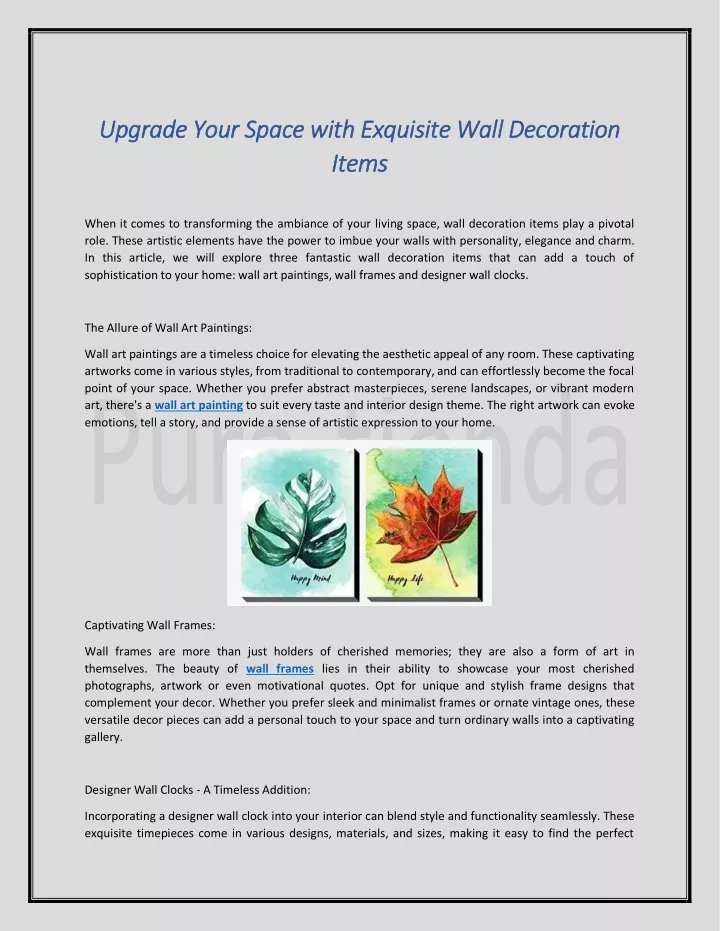 upgrade your space with exquisite wall decoration