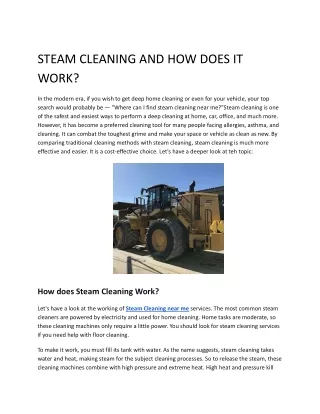 STEAM CLEANING AND HOW DOES IT WORK
