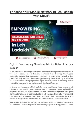 Enhance Your Mobile Network in Leh Ladakh with SigLift