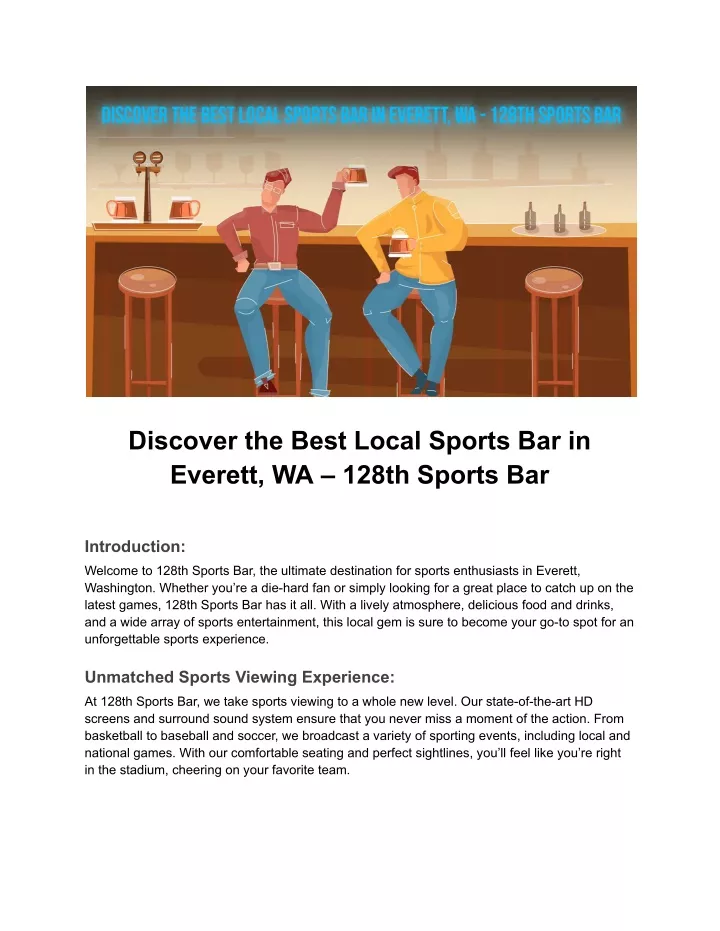 PPT Discover the Best Local Sports Bar in Everett, WA 128th Sports