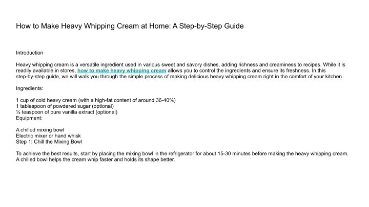 how to make heavy whipping cream at home a step