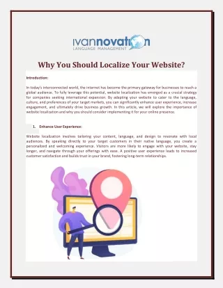 Why You Should Localize Your Website?