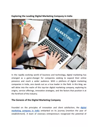 Exploring the Leading Digital Marketing Company in India