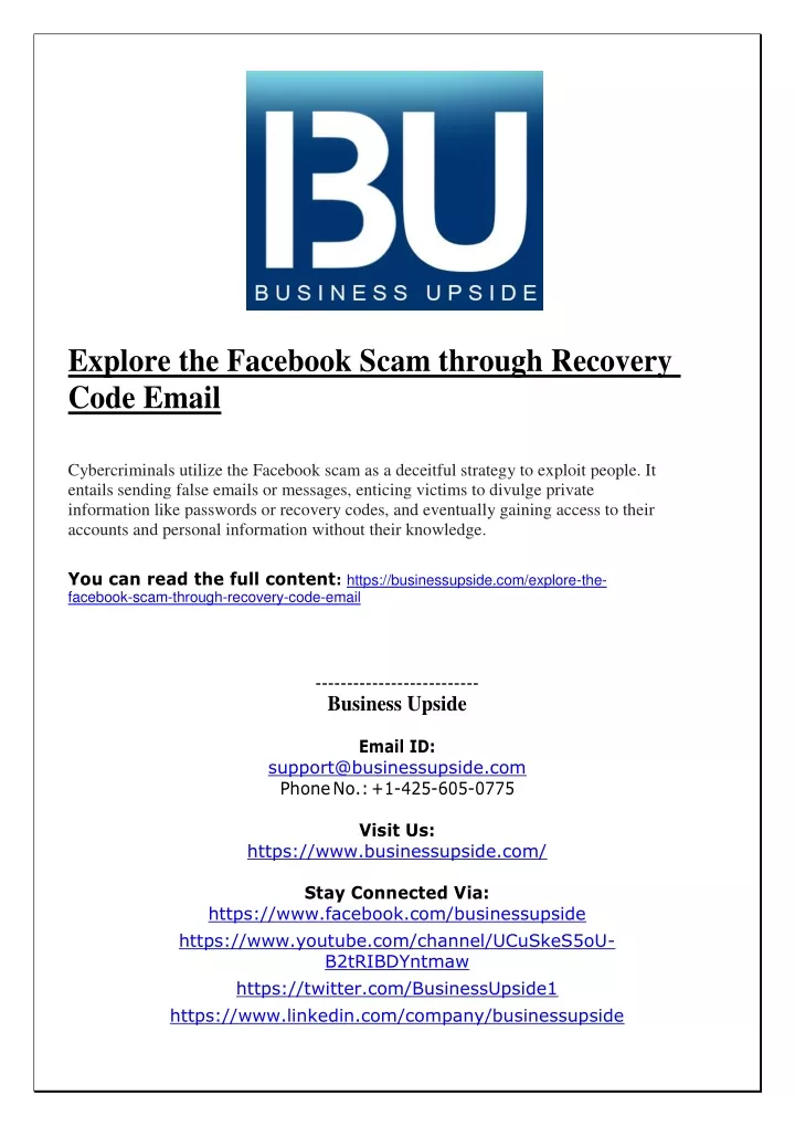 explore the facebook scam through recovery code