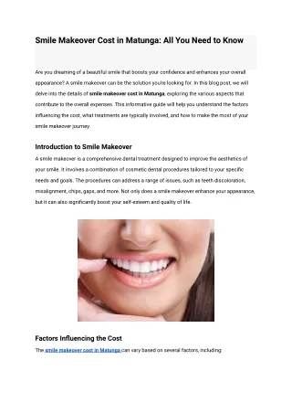 smile makeover cost in matunga