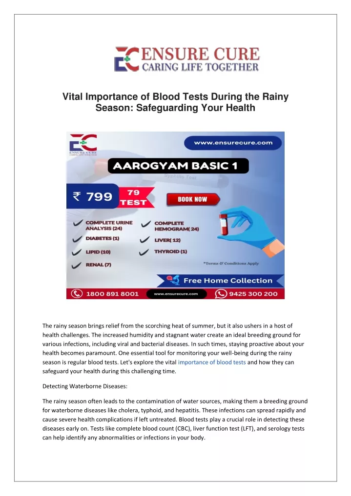 vital importance of blood tests during the rainy