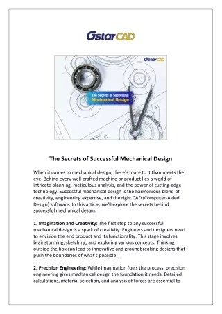 The Secrets of Successful Mechanical Design