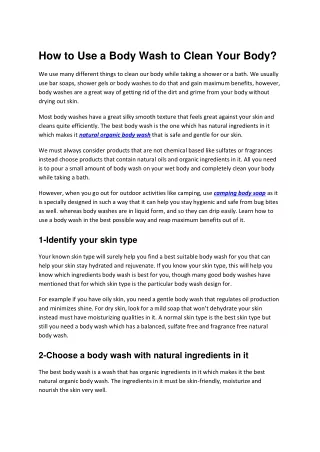 How to Use a Body Wash to Clean Your Body