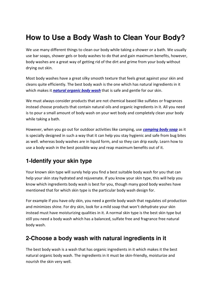 how to use a body wash to clean your body