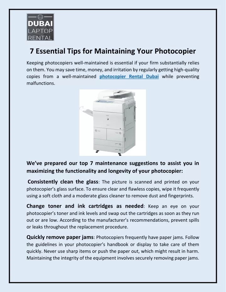 7 essential tips for maintaining your photocopier