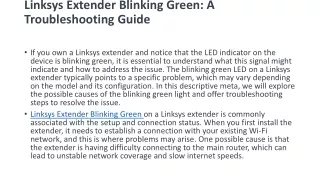 Linksys Extender Blinking Green