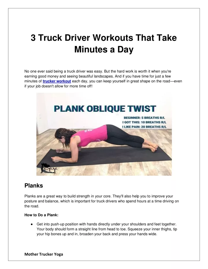 3 truck driver workouts that take minutes a day