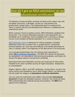 How do I get an MEA attestation on my educational certificates?