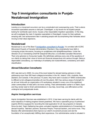 Top 5 immigration consultants in Punjab- Nestabroad Immigration