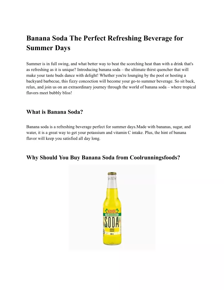 banana soda the perfect refreshing beverage