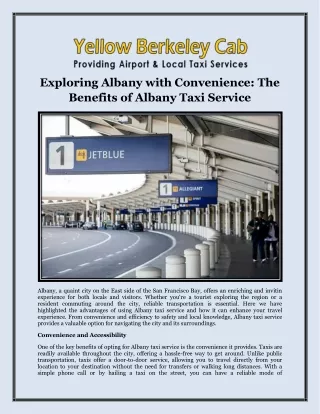 Exploring Albany with Convenience The Benefits of Albany Taxi Service