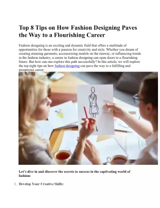 Top 8 Tips on How Fashion Designing Paves the Way to a Flourishing Career