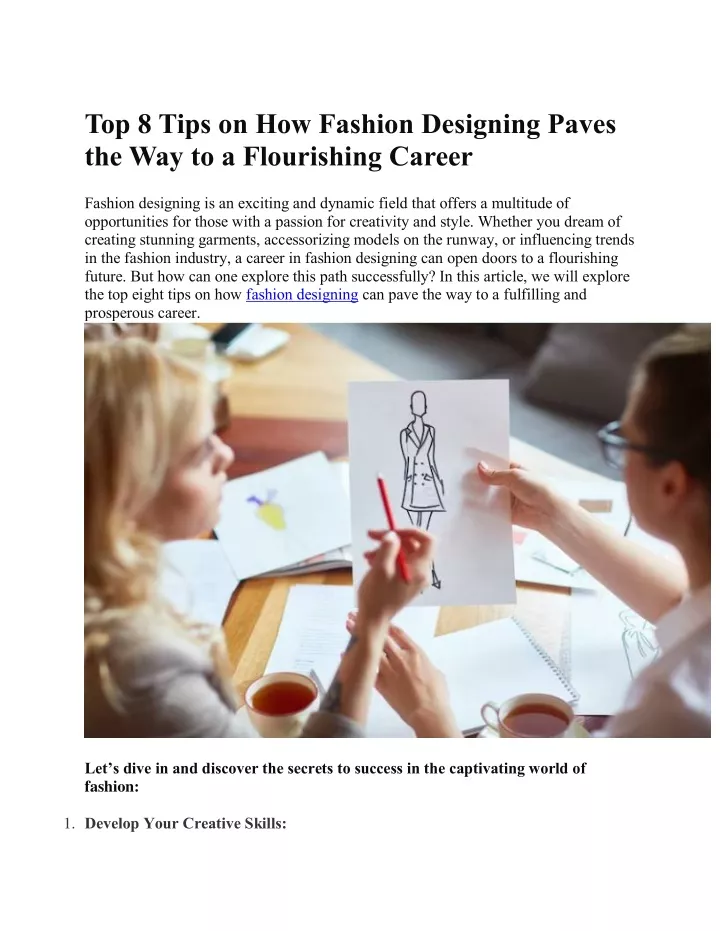 top 8 tips on how fashion designing paves