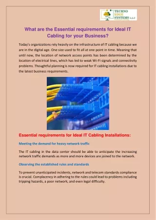 what are the essential requirements for ideal