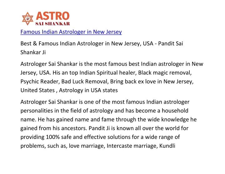 famous indian astrologer in new jersey