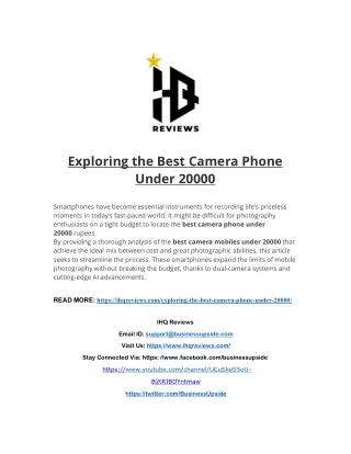 Exploring the Best Camera Phone Under 20000