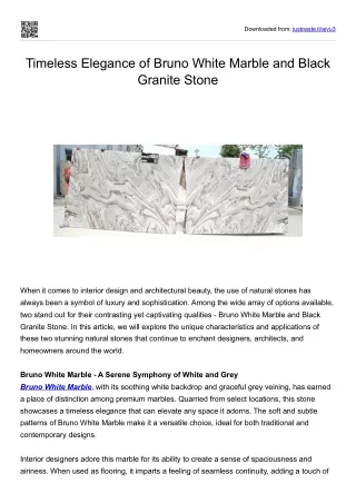 Timeless Elegance of Bruno White Marble and Black Granite Stone