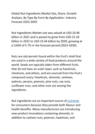 global nut ingredients market size share growth