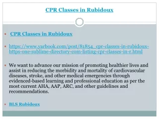 CPR Classes in Rubidoux