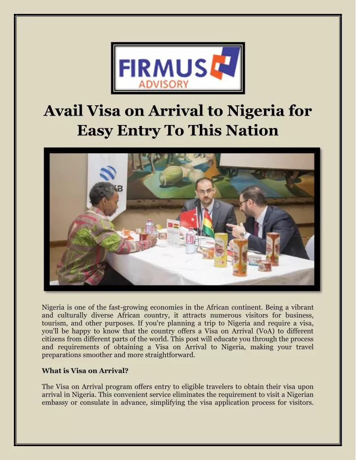 avail visa on arrival to nigeria for easy entry